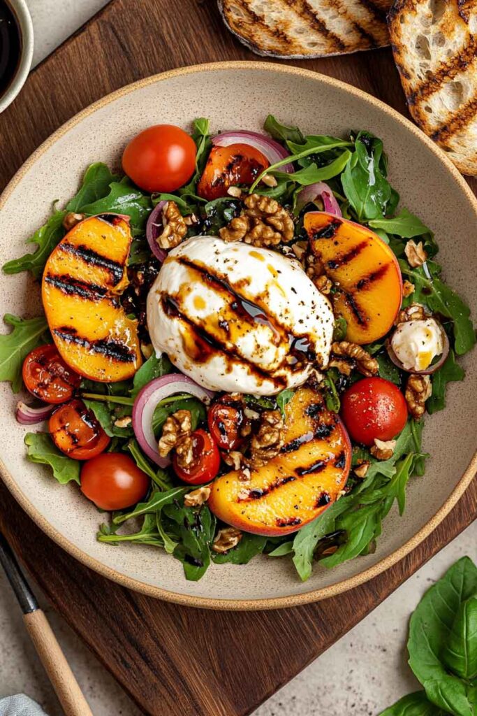 How to Serve Grilled Peach and Burrata Salad
