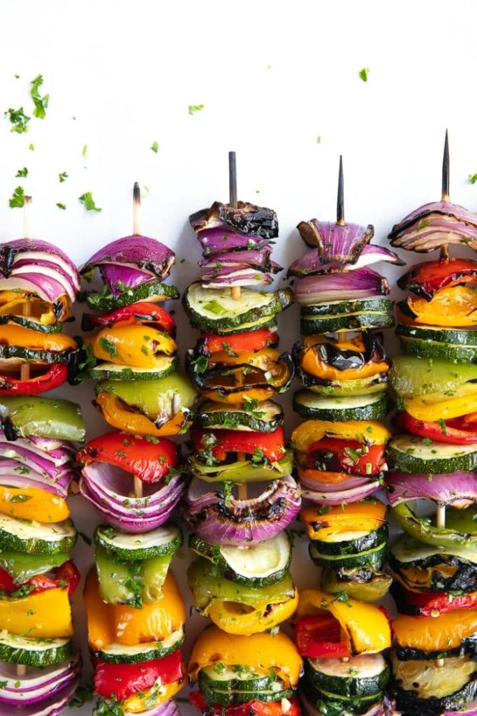  Grilled Veggie Skewers with Rice