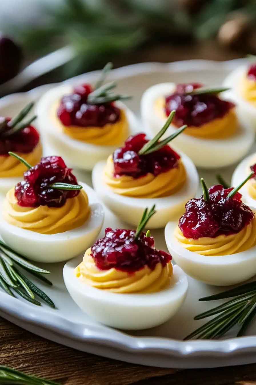 Harvest Cranberry Deviled Eggs