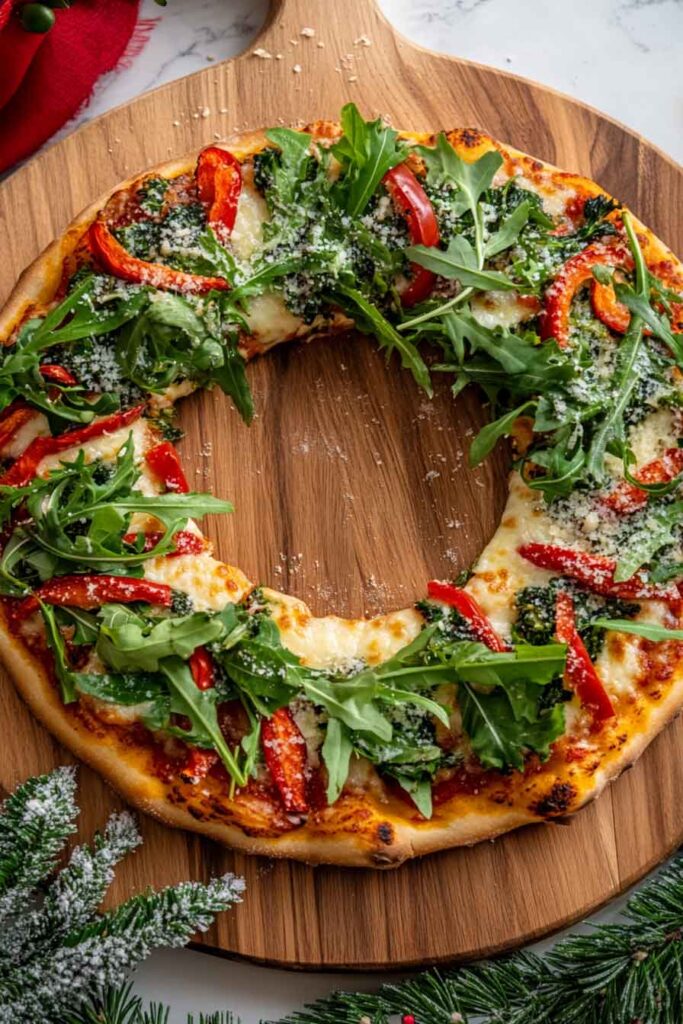How to Serve the Holiday Wreath Pizza