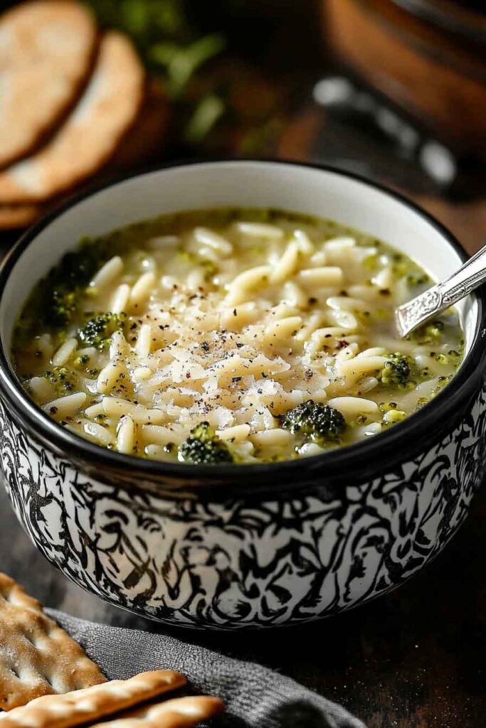Italian Broccoli Orzo Soup No Cream
