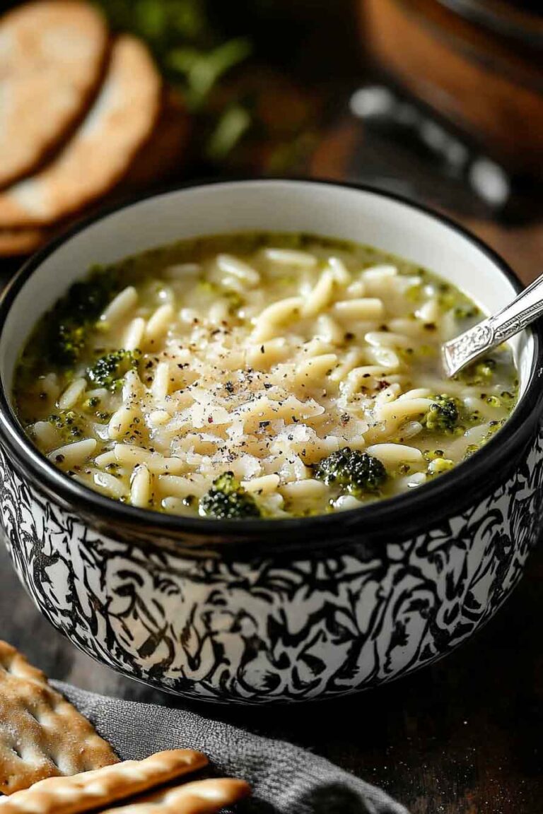 Italian Broccoli Orzo Soup No Cream