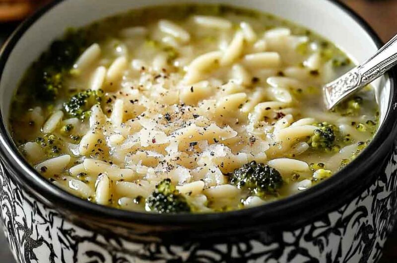 Italian Broccoli Orzo Soup (No Cream)