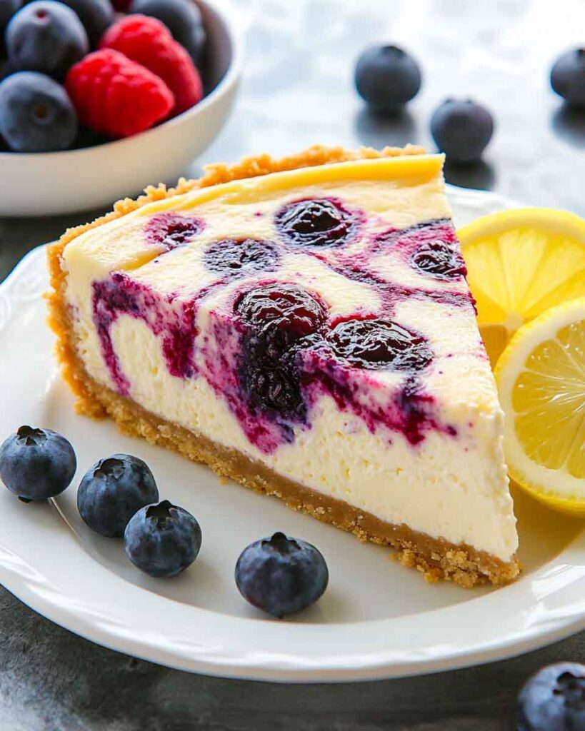 How to Serve Lemon Berry Swirl Cheesecake