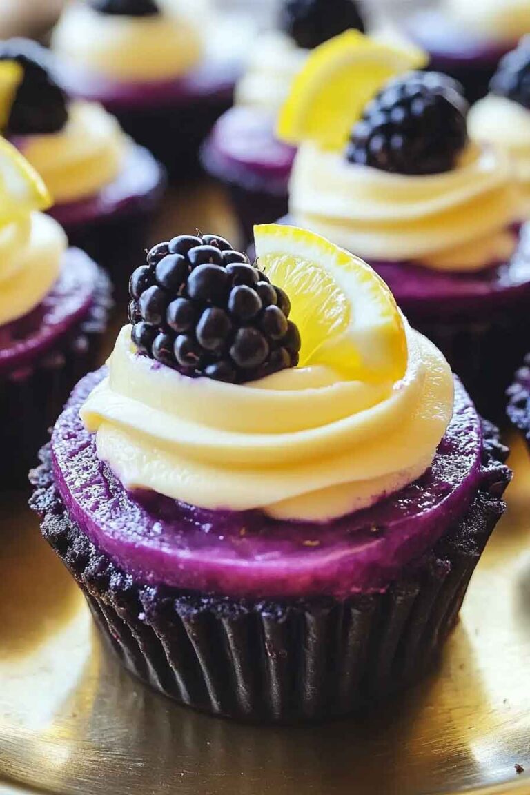 Lemon Blackberry Mini Cheesecakes