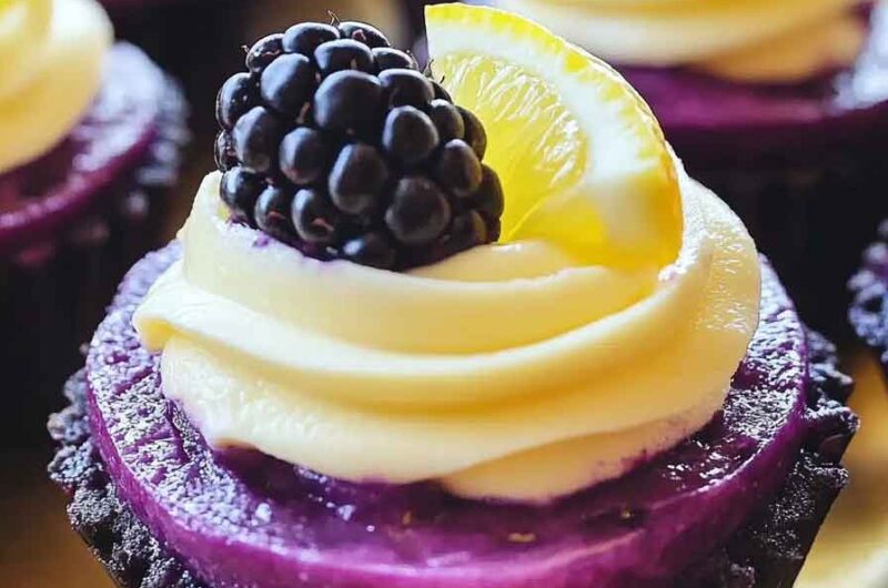 Lemon Blackberry Mini Cheesecakes