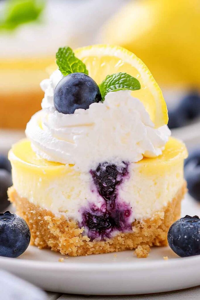 How to Serve Lemon Blueberry Cheesecakes