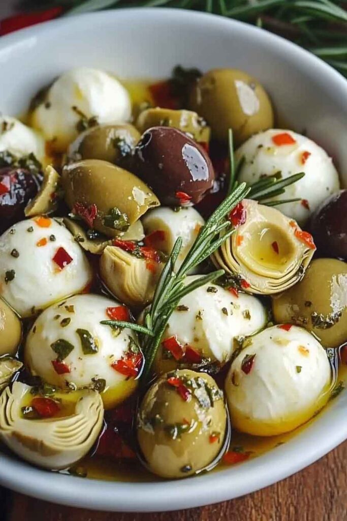 Storing Marinated Mozzarella Balls, Artichokes, and Olives
