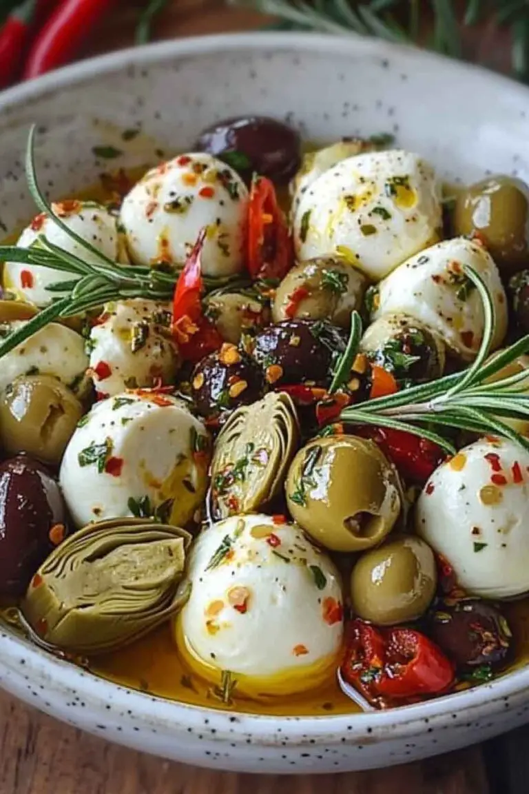 Marinated Mozzarella Balls Artichokes And Olives