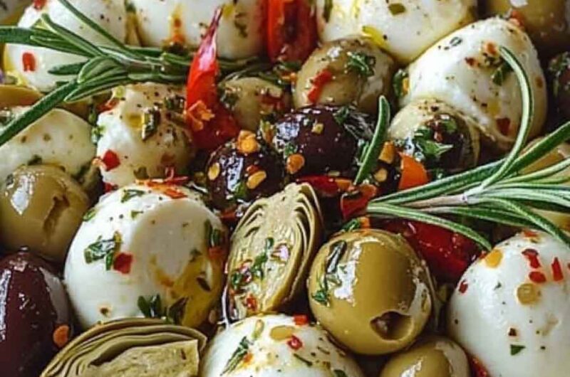 Marinated Mozzarella Balls, Artichokes, and Olives
