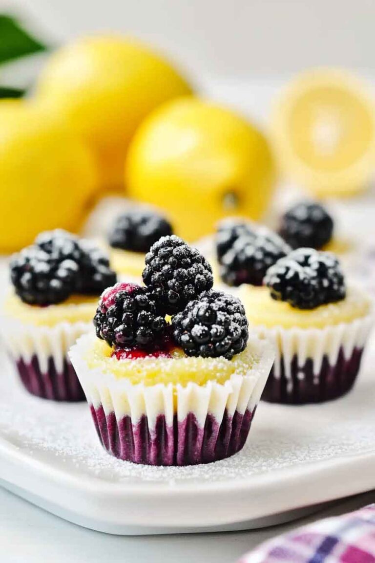 Mini Lemon Blackberry Cheesecakes