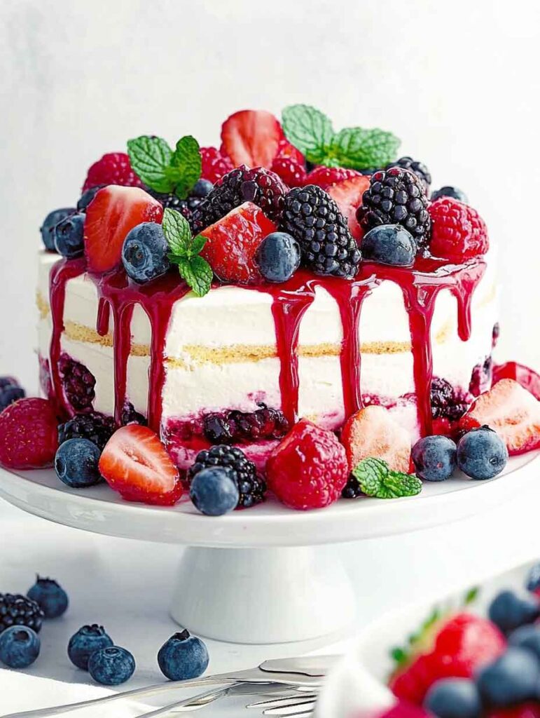 Mixed Berry Pimms Cake