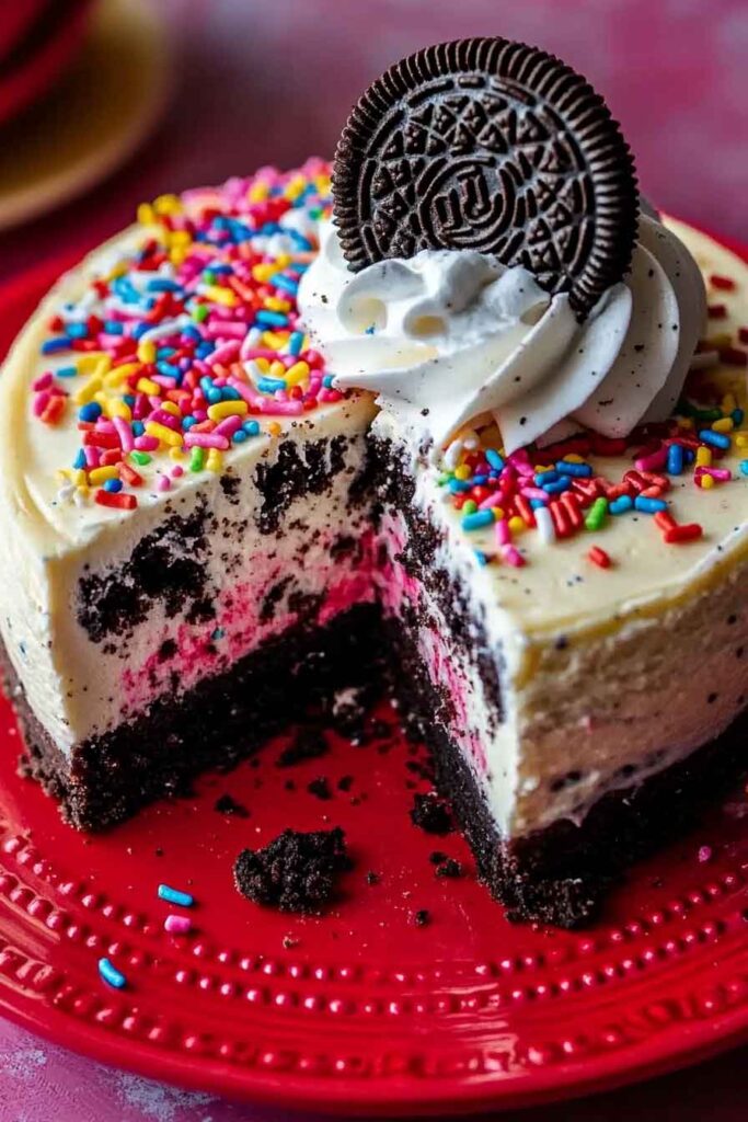 Oreo Sprinkle Cheesecake