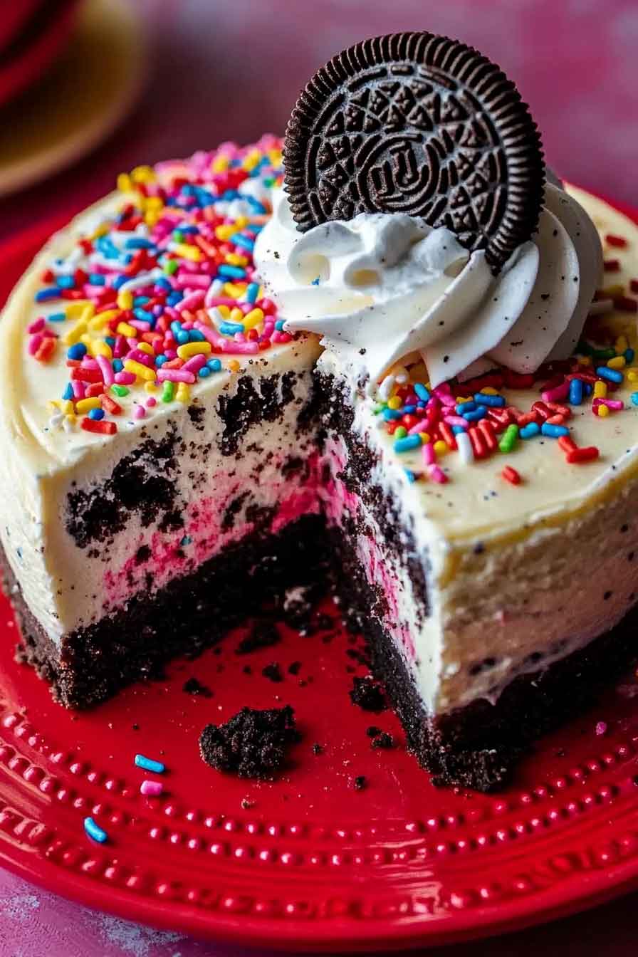 Oreo Sprinkle Cheesecake