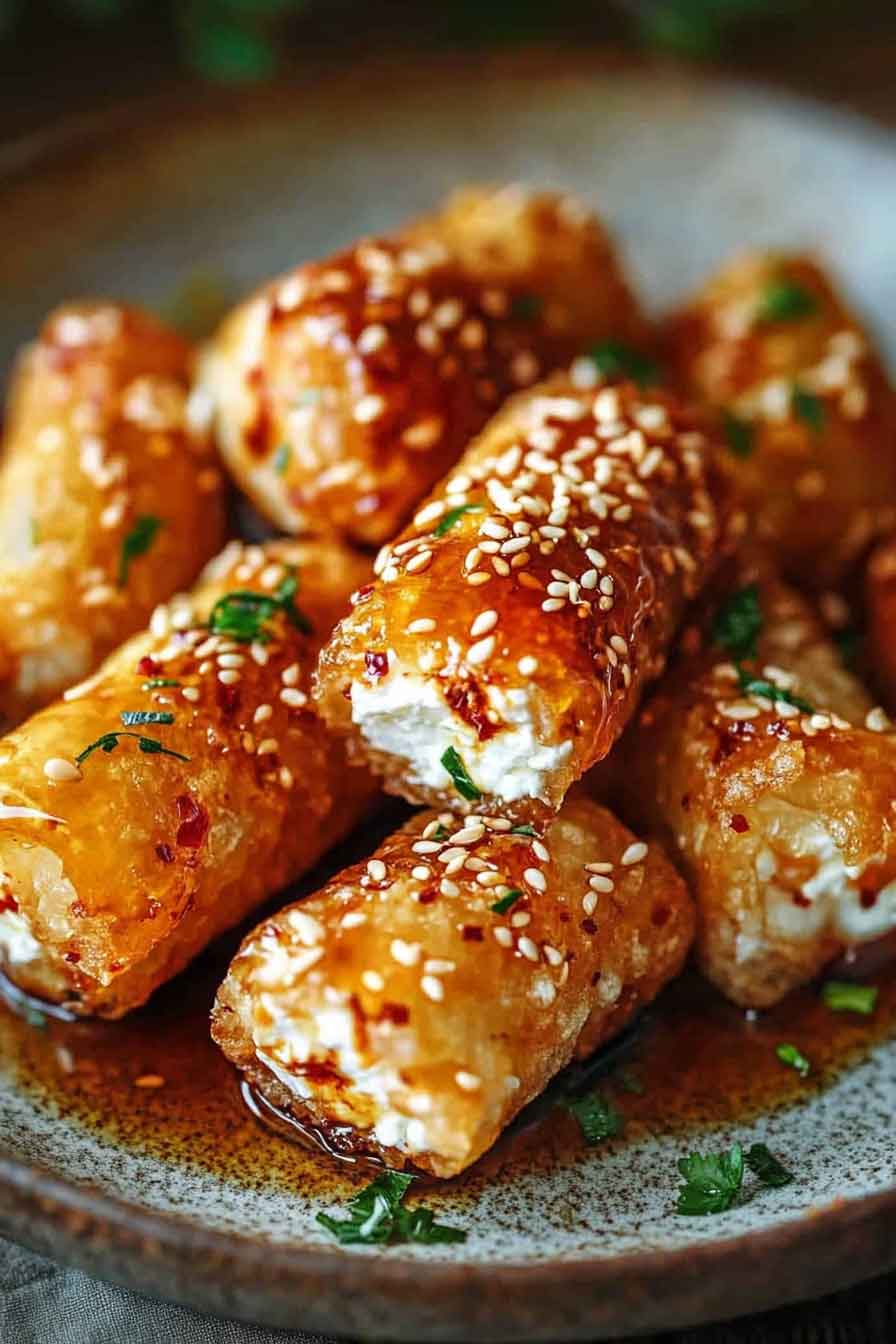 Oven-Fried Feta Rolls With Chili Honey