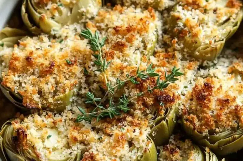 Canned Artichoke Hearts With Parmesan Breadcrumb Topping