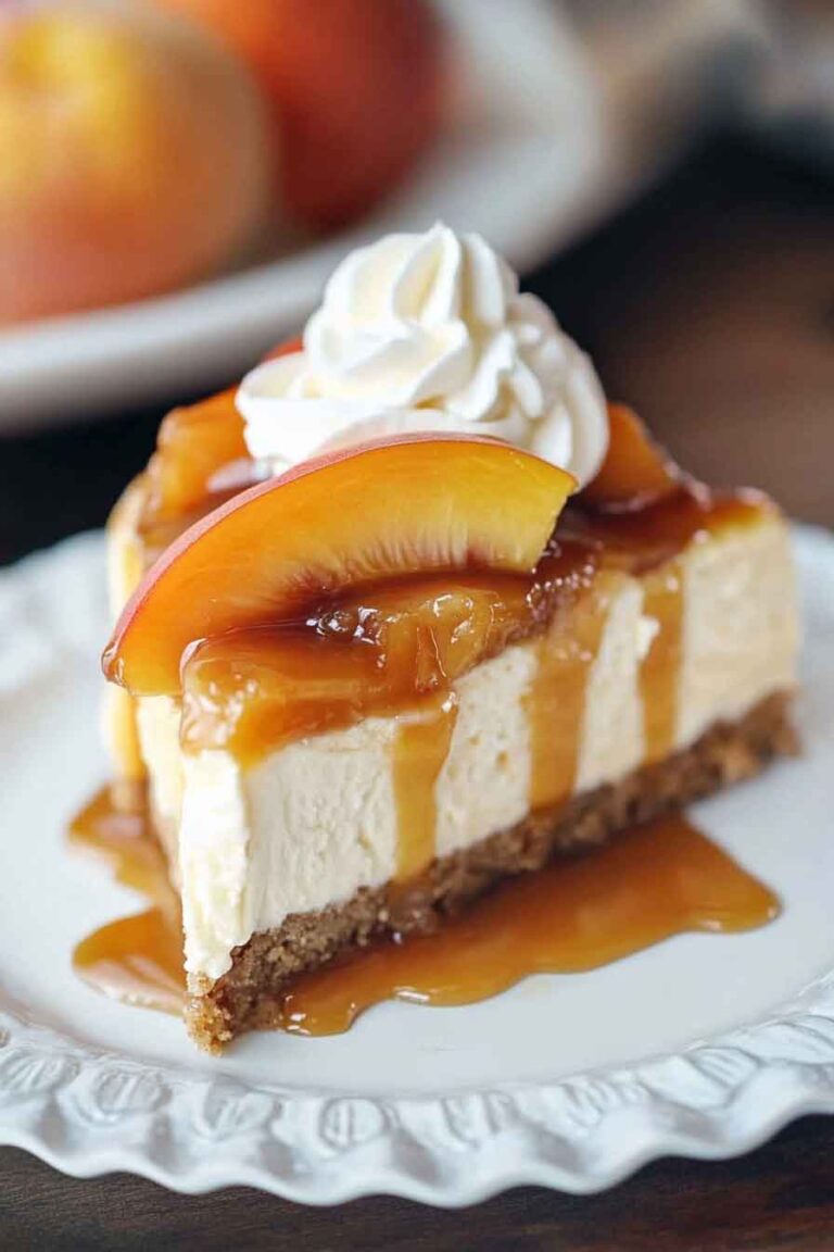 Peach Caramel Blondie Cheesecake