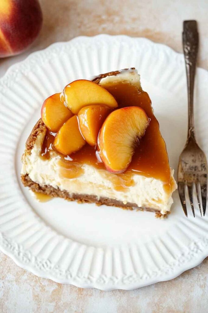 How to Serve Peach Caramel Blondie Cheesecake