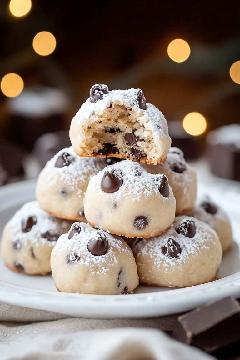 Peanut Butter Chocolate Chip Snowball Cookies