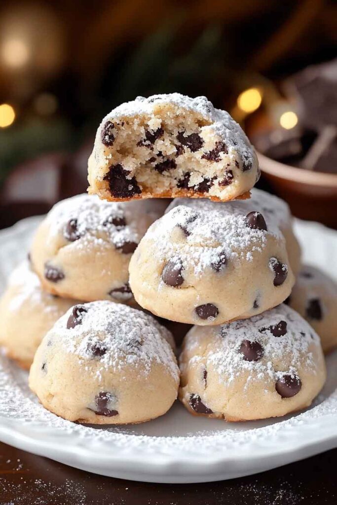 How to Serve Peanut Butter Chocolate Chip Snowball Cookies