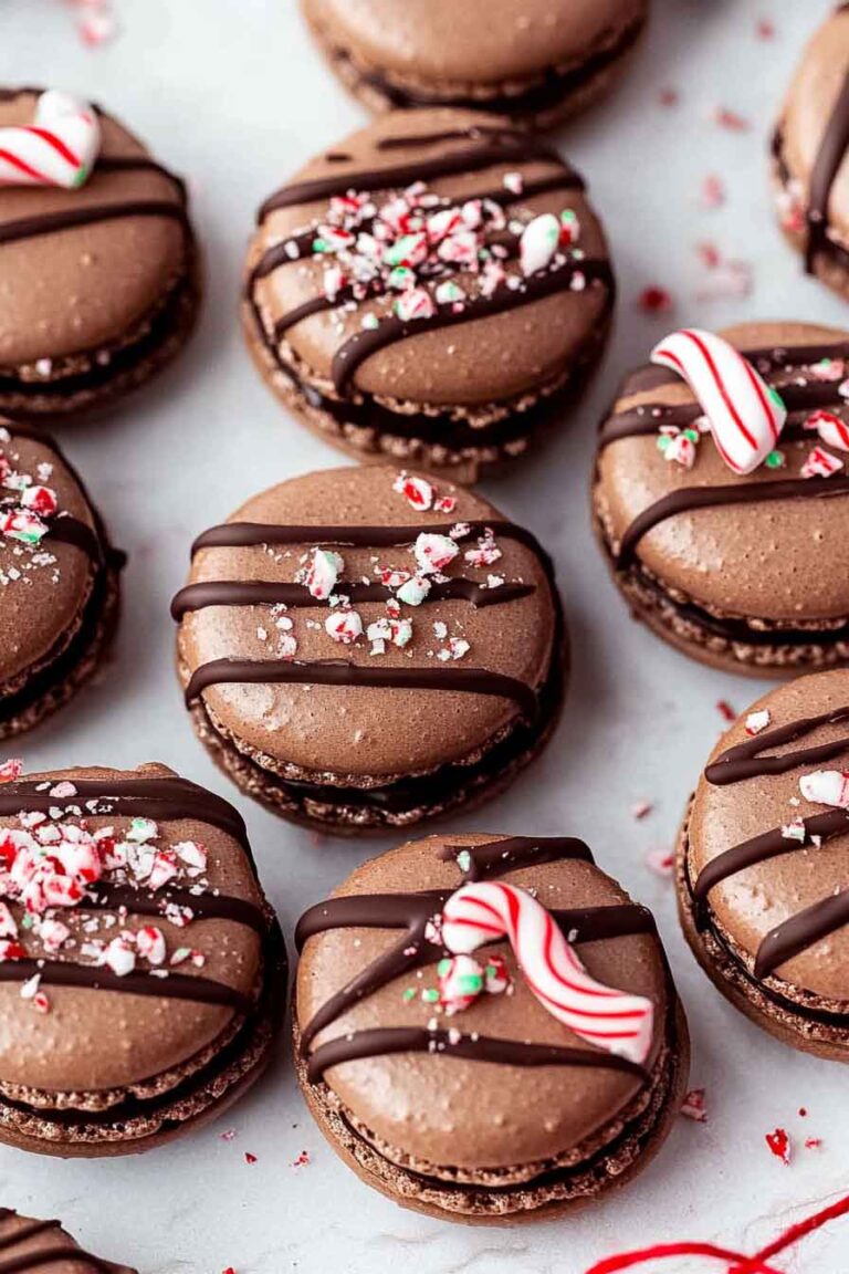 Peppermint Chocolate Macarons