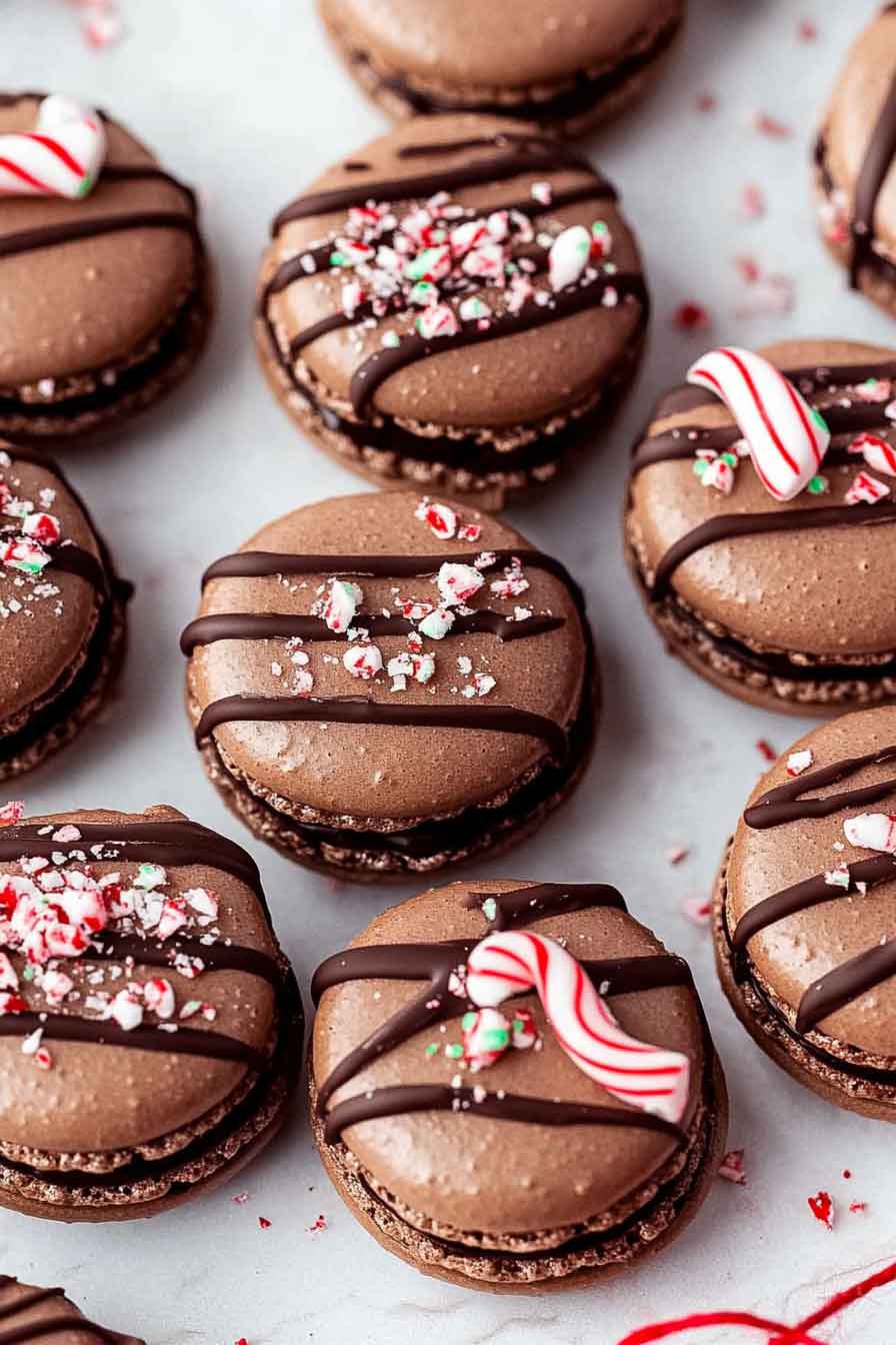 Peppermint Chocolate Macarons