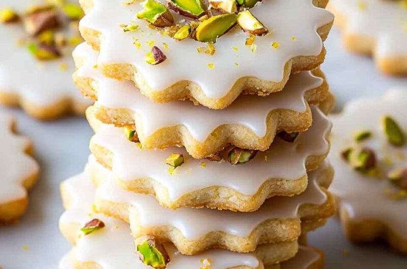 Pistachio Lemon Shortbread Cookies