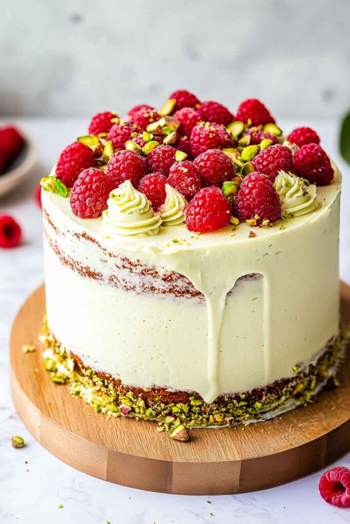 How to Serve Pistachio Raspberry Cake
