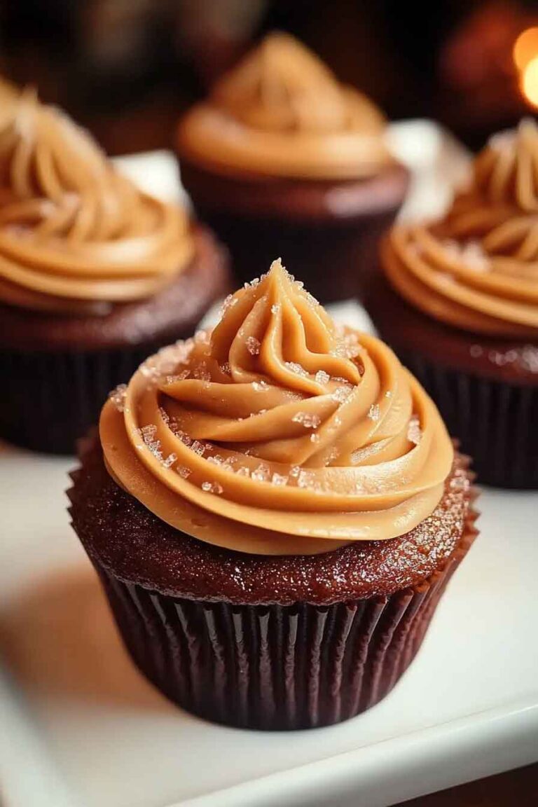 Pumpkin Caramel Cupcakes with Maple Frosting