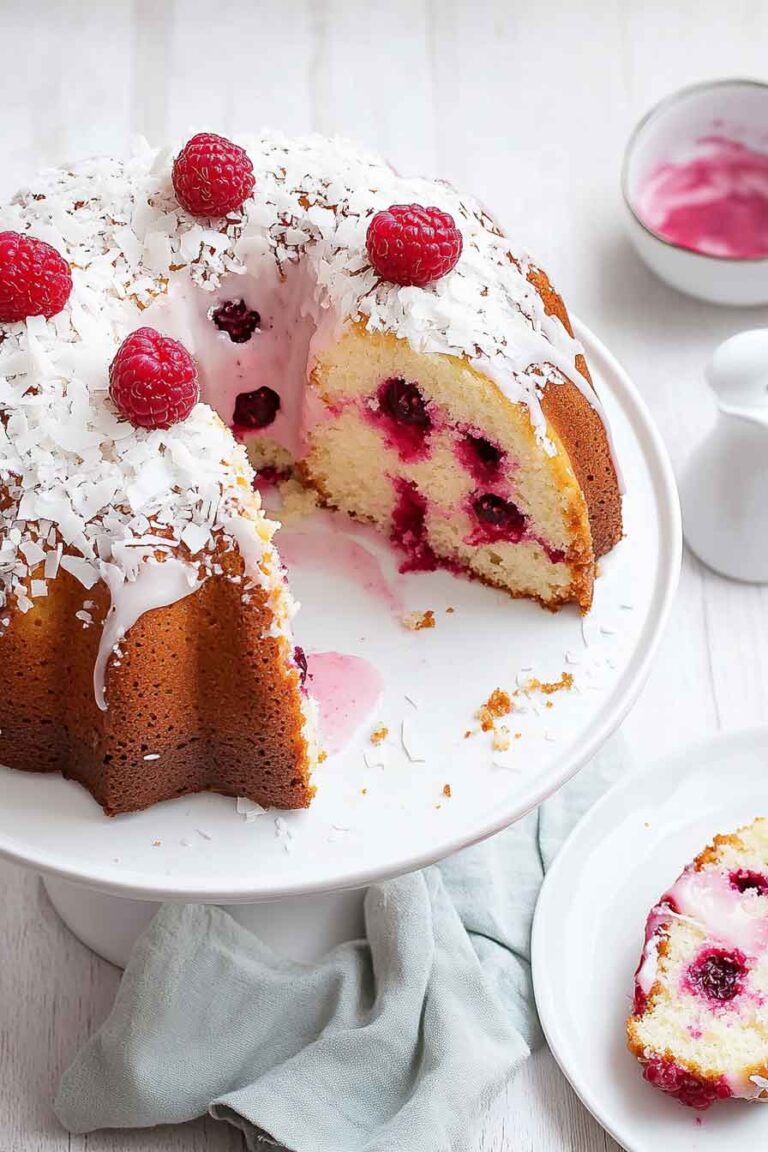 Raspberry Coconut Bundt Cake