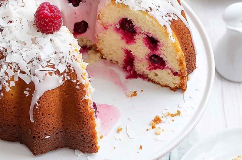 Raspberry Coconut Bundt Cake