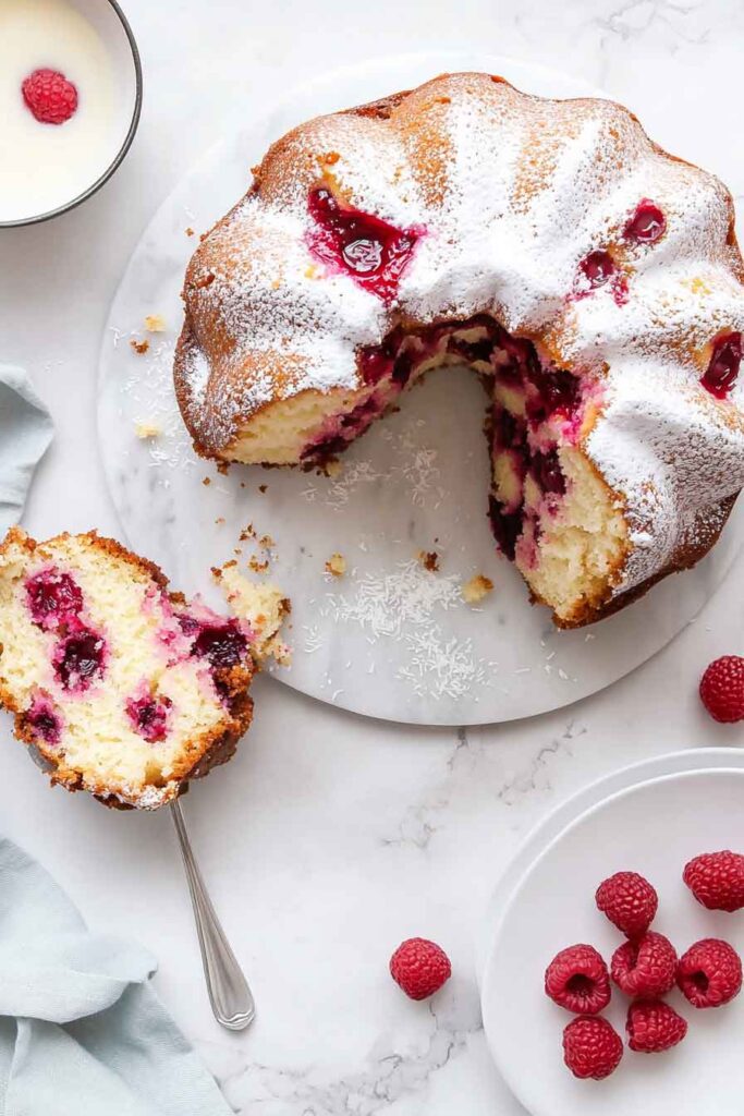 How to Serve Raspberry Coconut Bundt Cake