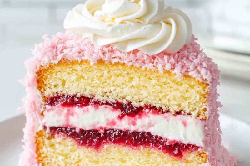 Raspberry Lamington Sponge Cake