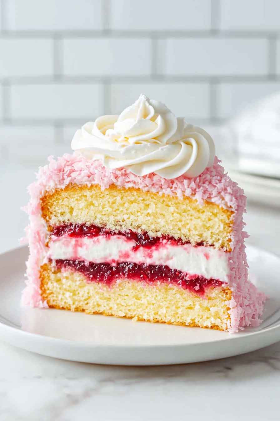 Raspberry Lamington Sponge Cake