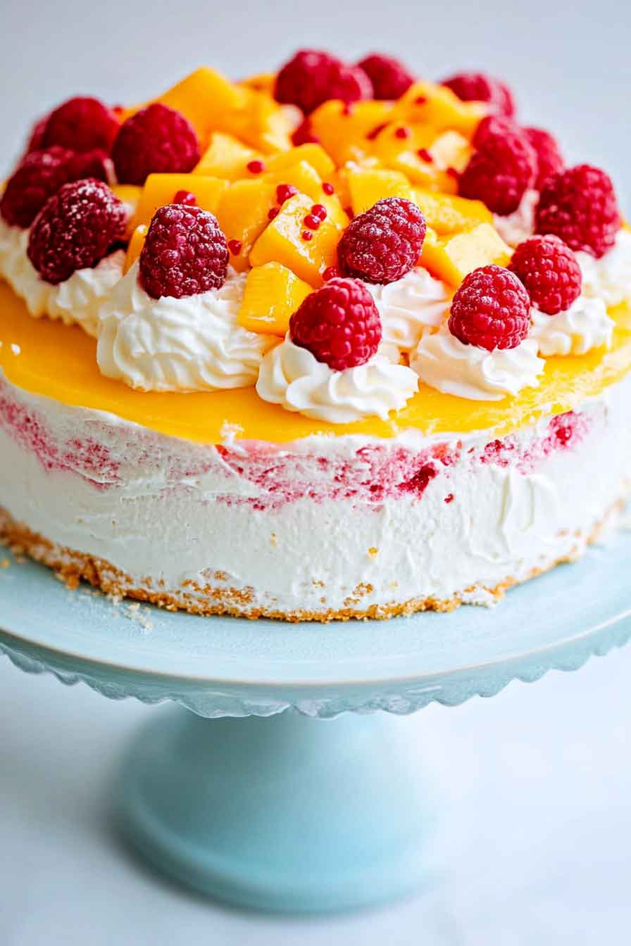 Raspberry Mango Cake Recipe - My Cook Point