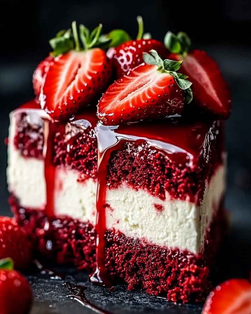 How to Serve Red Velvet Strawberry Cheesecake