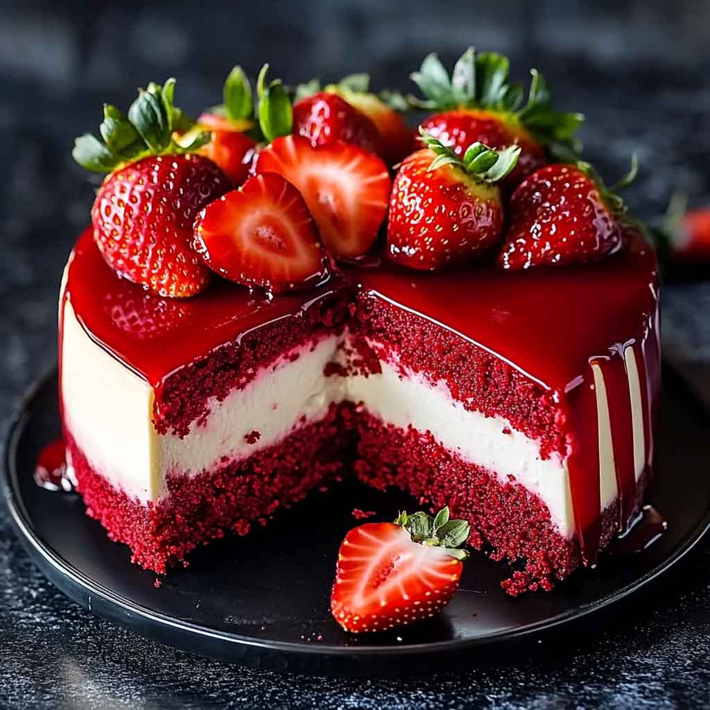 Red Velvet Strawberry Cheesecake