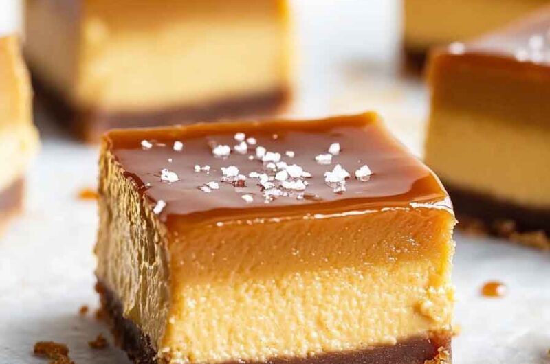 Salted Caramel Pumpkin Cheesecake Bars