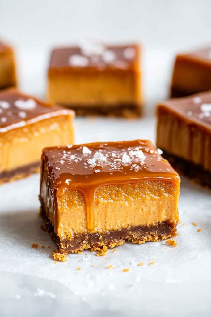 How to Serve Salted Caramel Pumpkin Cheesecake Bars