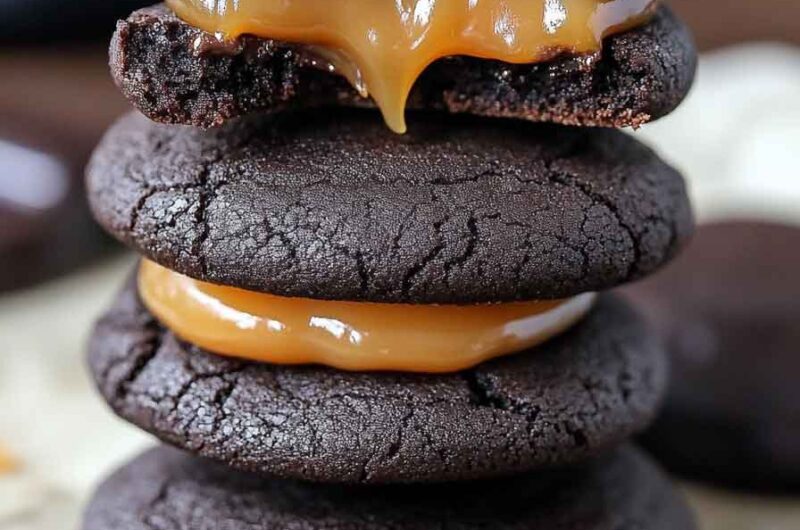 Salted Caramel Stuffed Chocolate Cookies