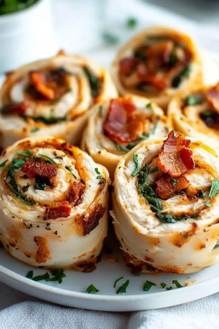 Savory Chicken Spinach Bacon and Cheese Pinwheels Recipe