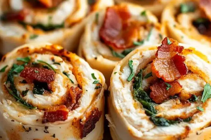 Savory Chicken Spinach Bacon and Cheese Pinwheels Recipe