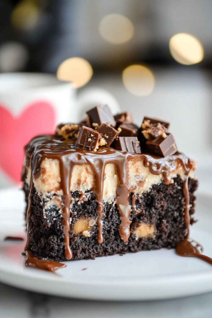 How to Serve Snickers Caramel Poke Cake