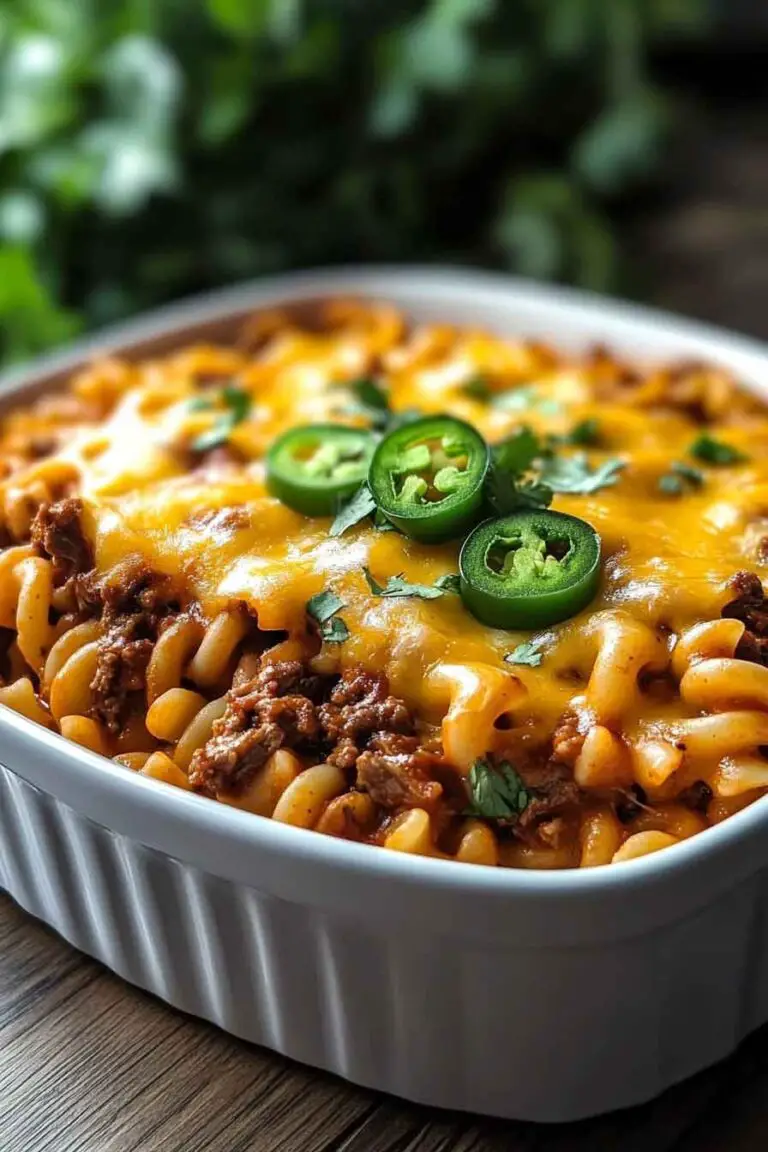 Spicy Beef Enchilada Noodle Casserole