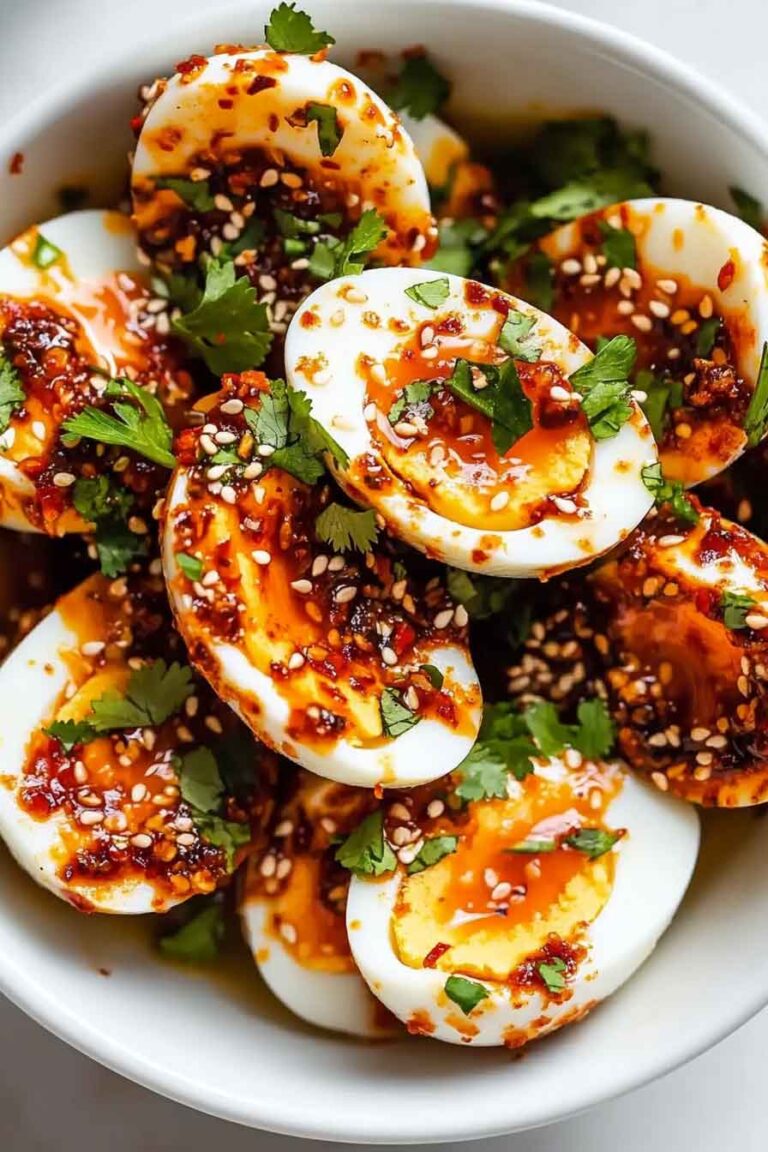Spicy Chili Garlic Deviled Eggs
