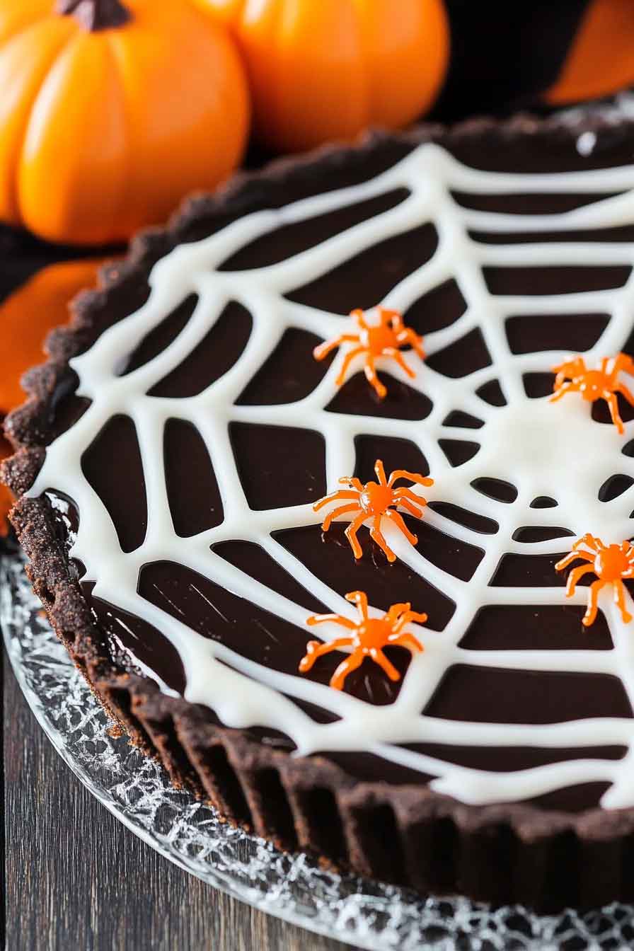 Web Pattern Chocolate Spiderweb Chocolate Tart - My Cook Point