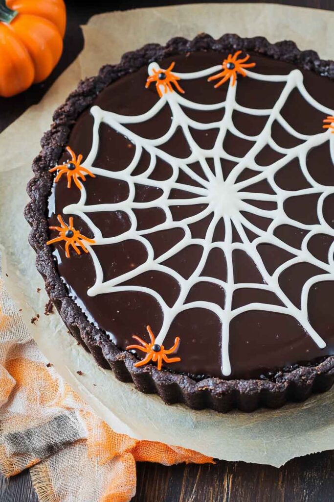 How to Serve Spiderweb Chocolate Tart