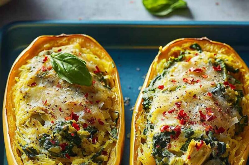 Spinach and Artichoke Stuffed Spaghetti Squash