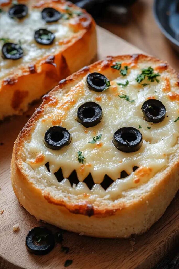 Spooky Cream Cheese Garlic Bread