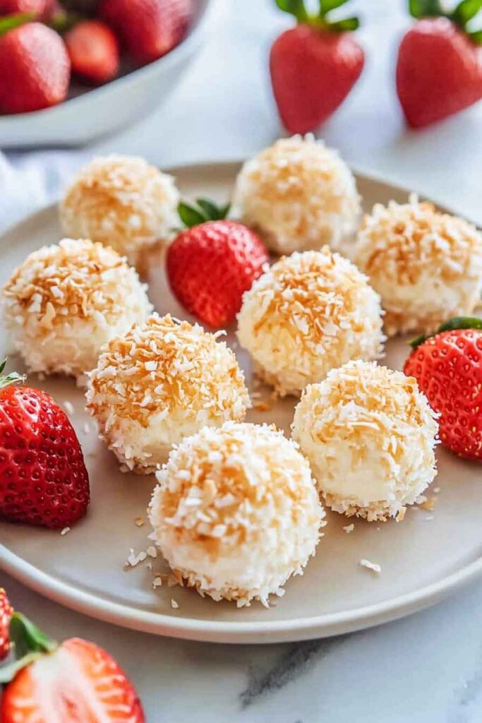 Strawberry Coconut Cheesecake Bites